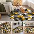 thumbnail image 5 of Yellow Grey Abstract Round Area Rug 6Ft Washable Circle Rugs for Bathroom Office, Modern Geometric Ombre Artwork Non-Slip Carpet Floor Mats Indoor Outdoor Carpet Runner Aesthetic Home Decor, 5 of 8