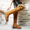 thumbnail image 5 of SACFOF Women's Winter Over The Knee Boots Fur Lined Thigh High Low Heel Faux Suede Combat Boots Riding Winter Snow Boots, 5 of 6