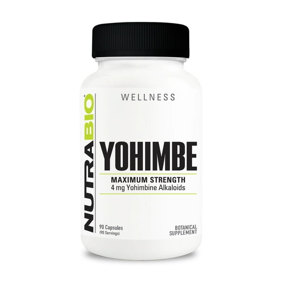 NutraBio Yohimbe (4mg)- Yohimbe Supplement for Men and Women- Yohimbe Bark Extract- 4mg- 90 Vegetable Capsules