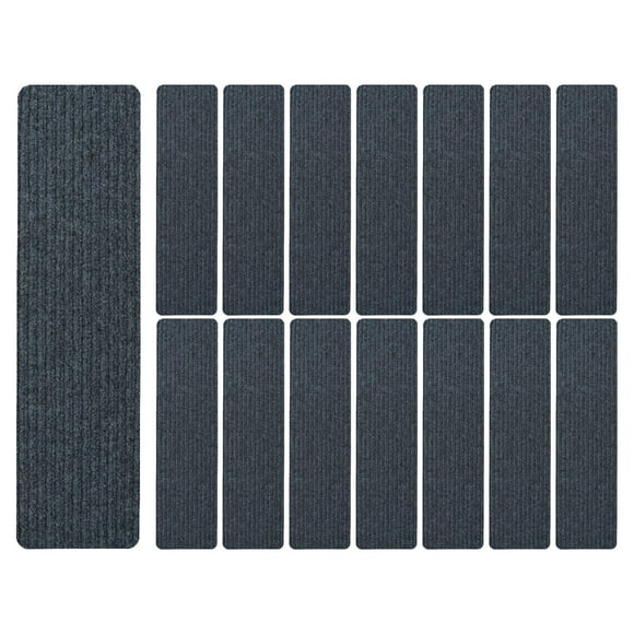 15x Stair Treads Polyester Soft Edging Stair Rugs for Kids Wooden Steps Dogs Dark Gray