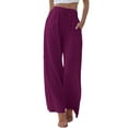 thumbnail image 2 of BILIKEYU Women's Daily Elastic Waist Casual Loose Long Trousers, Wide Leg Pants Woman, Stretchy Work Pants for Women, Sweat Pants, 2 of 6