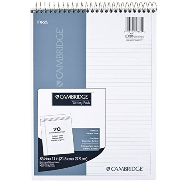 Mead Cambridge Notebook, Wirebound NotePad, StiffBack, 8.5 x 11 Inches