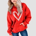 thumbnail image 2 of OYXSER Kids Girls Heart Graphic Hooded Sweatshirt Long Sleeve Pullover Top with Front Pocket Casual School Wear, Red 7-8Y, 2 of 5