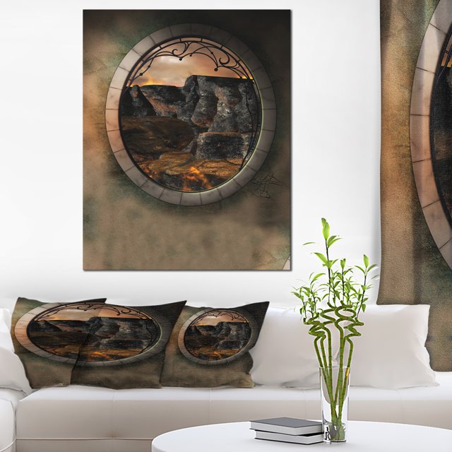 Brown Fantasy Landscape with Frame - Photography Canvas Art Print