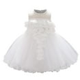 thumbnail image 2 of QISIWOLE Toddler Girls Temperament Flowers Pearl Cute Net Yarn Birthday Party Gown Dresses,summer sale, 2 of 9