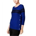 thumbnail image 2 of Maison Jules suéter de punto a rayas para mujer, azul, grande, 2 of 2
