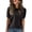 Black&10W0316, variant on Womens Ribbed Tshirt Knitted Scalloped Neck Women Short Sleeve Shirt Lightweight Spring Summer Trendy Basic Women Crew Neck Sweater Black M