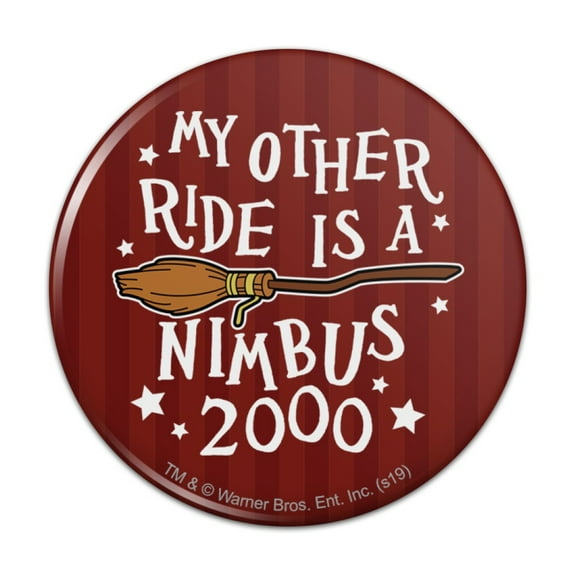 Harry Potter My Other Ride Is a Nimbus 2000 Kitchen Refrigerator Locker Button Magnet
