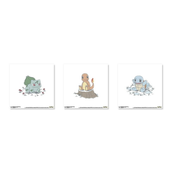 Gallery Pops Pokemon - Daily Sketch First Partners Wall Art Bundle (3-Pack)