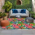 thumbnail image 2 of Colorful Floral Outdoor Rug for Patio/Deck/Porch, Non-Slip Large Area Rug 5 x 7 Ft, Summer Botanical Flowers Watercolor Indoor Outdoor Rugs Washable Area Rugs, Reversible Camping Rug Carpet Runner, 2 of 8