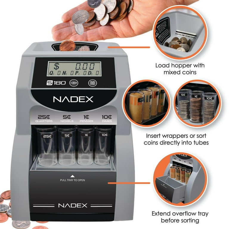 Nadex Coins S180 Digital Coin Counter, Sorter, and Wrapper