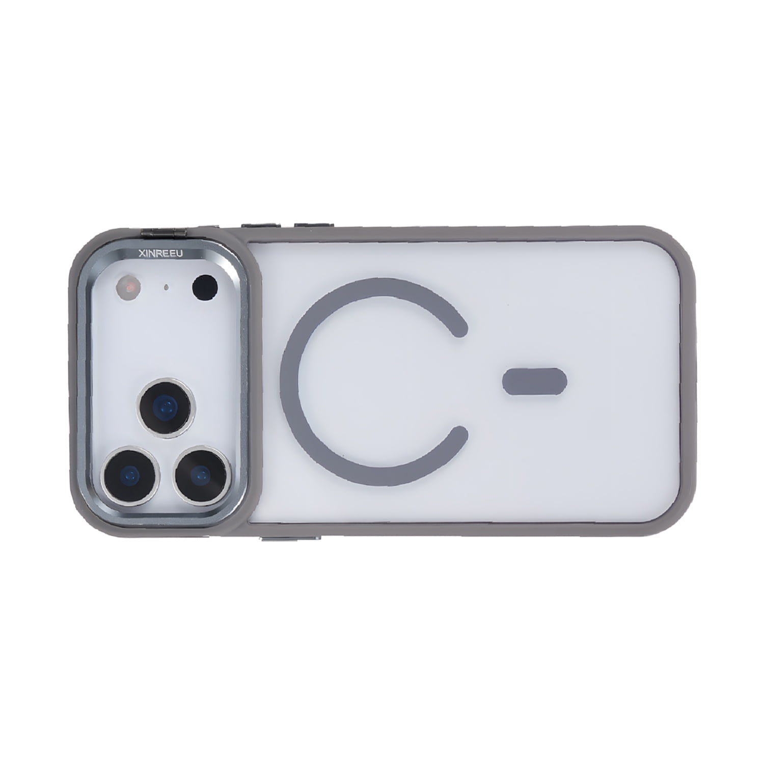 Clear Magnetic Case with Camera Stand for iPhone 17 Pro Max - Gray