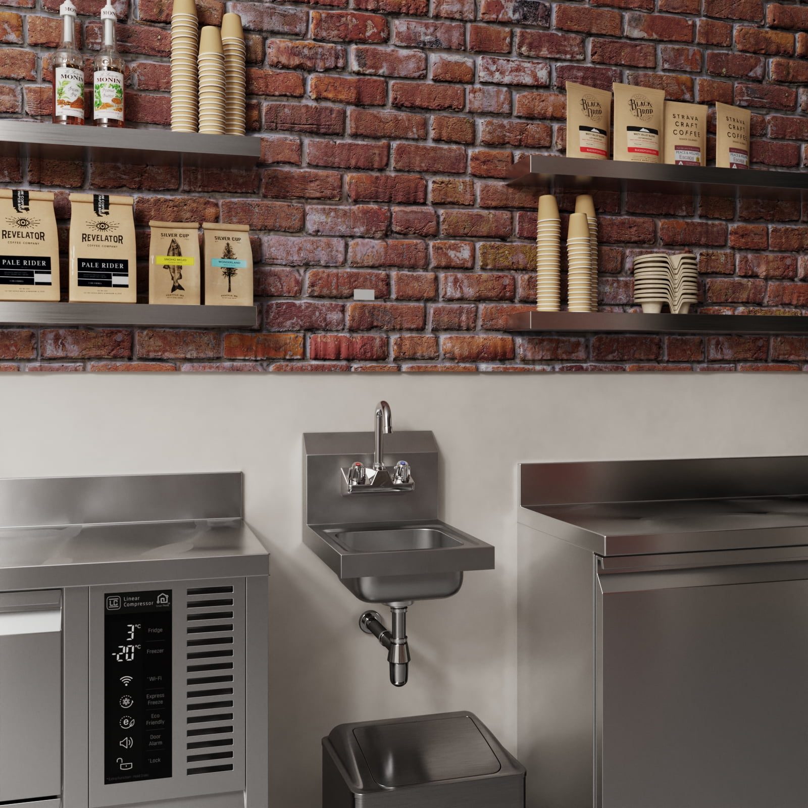 12 in. x 16 in. Stainless Steel Hand Sink | Commercial Wall Mount Hand Basin with Gooseneck Faucet, Strainer, Back Splash | NSF Certified | Perfect for Restaurants, Bars, Stores, Kitchen and More