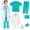 Green, variant on Doctor Costume for Kids, Nurse Scrub Set Doctor Coat with Accessories, Doctor Dress Up Cosplay Outfits for Boys Girls 3-12 Years