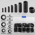 thumbnail image 2 of Joint en Nylon, 500 Pcs Rondelle Plate Noire Entretoise Ronde Compatible avec M2 M2.5 M3 M4 M5 M6 M8 M10, 2 of 5