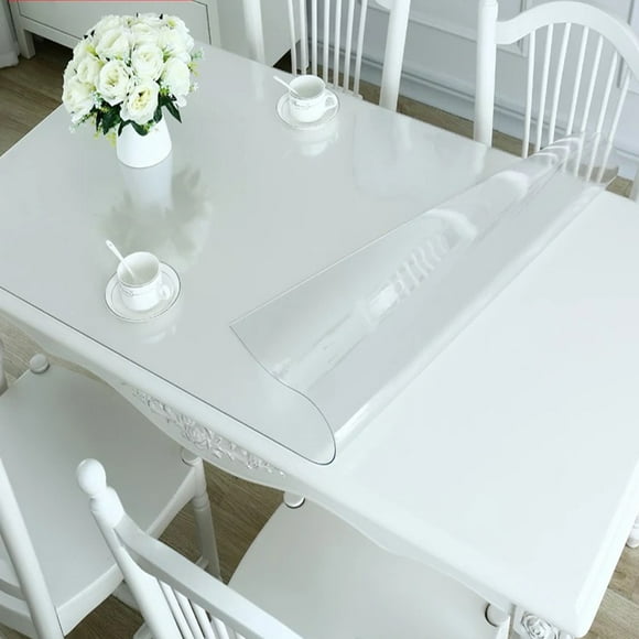 Clear Table Cover Protector, Desk Cover Plastic Table Protector, Clear Table Pad Tablecloth Protector, Clear Desk Pad Mat for Coffee Table, Transparent Tablecloth