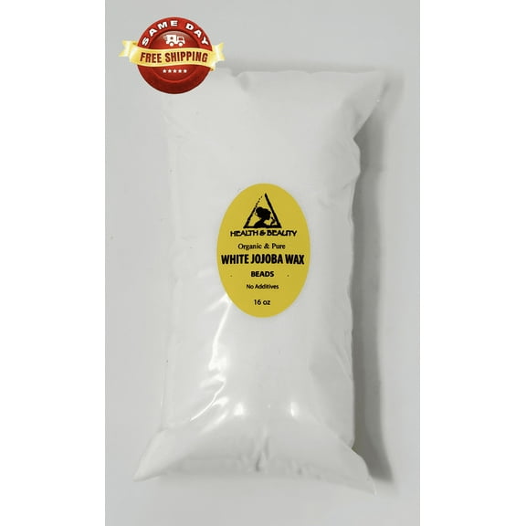 JOJOBA WAX WHITE BEADS ORGANIC PASTILLES PREMIUM GRADE 100% PURE 16 OZ, 1 LB