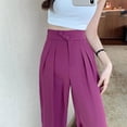thumbnail image 4 of Pantalones de pierna ancha para mujer, de verano, finos, de cintura alta, colgantes, adelgazantes, rectos, pantalones de traje cortos casuales, combinables con todo, 4 of 6