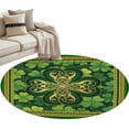 thumbnail image 2 of St Patricks Day Round Area Rug 4ft, Gold Green Shamrock Checkered Lucky Leaf Washable Non-Slip Circle Rugs for Bedroom Living Room Kitchen, Soft Non Shedding Circle Carpet for Dining Room Dorm, 2 of 9