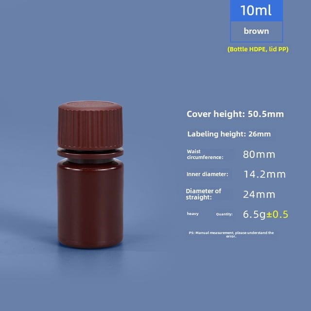 Botella de boca ancha sellada de 5ML-1L, transparente, marrón, resistente a altas temperaturas, a prueba de luz, botella de plástico PP de grado alimenticio para productos químicos