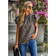 thumbnail image 7 of Purcoar Women's Floral Ruffled Short Sleeve Tops Round Neck Casual Blouses, 7 of 7
