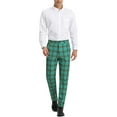thumbnail image 2 of INSPIRE CHIC Men's Pants Plaid Casual Regular Fit Flat Front Stretch Checked Trousers 28 Green Yellow, 2 of 7