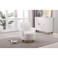 thumbnail image 4 of Swivel Accent Chair, Faux Fur Barrel Chair with Round Golden Base and Ergonomic Backrest, Comfy Armchair for Living Room Bedroom Apartment, Ivory, 4 of 9