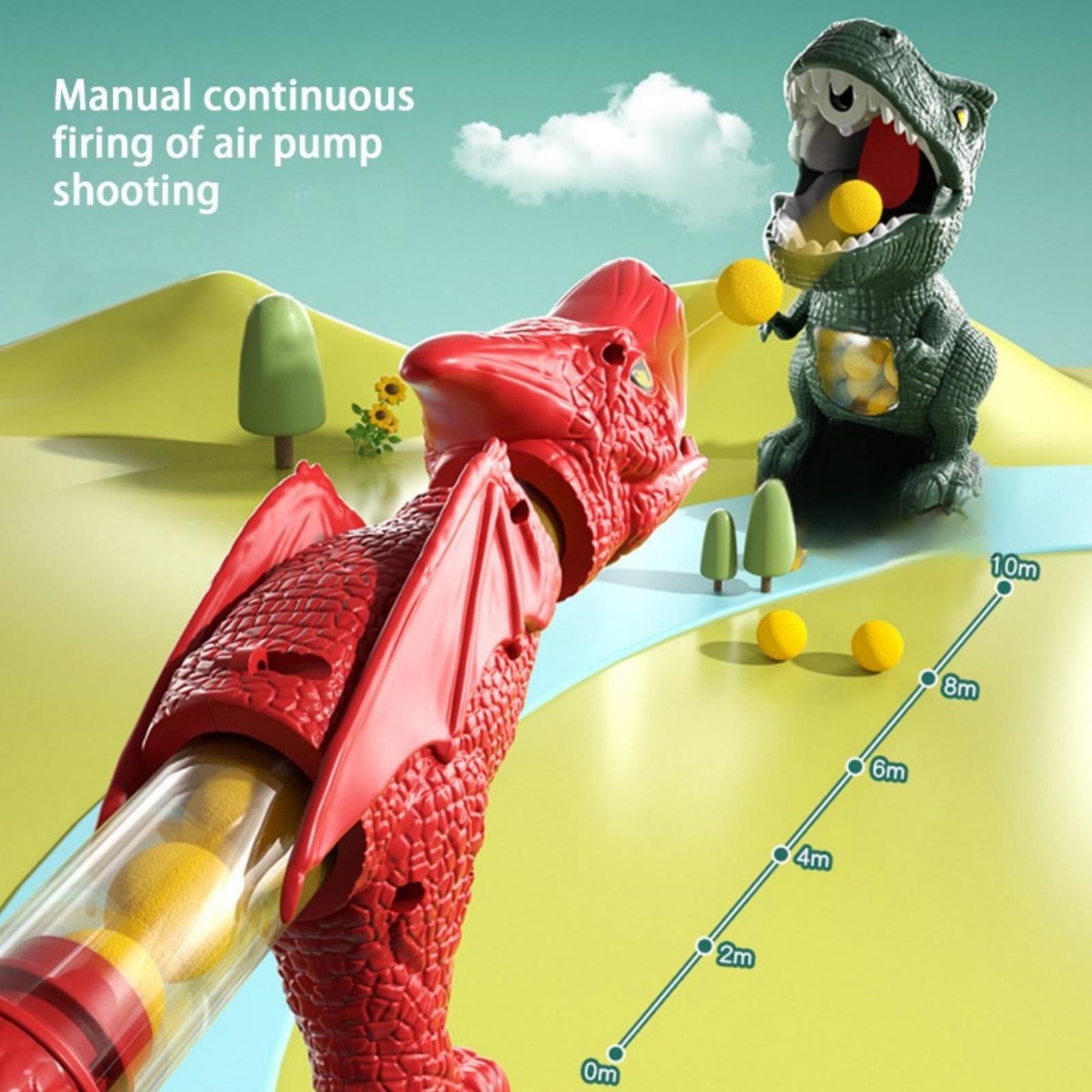Movable Dinosaur Shooting Toys for 3+ Ages, Shooting Games Toys with 2 Air Pump Shooting Toy, 24 Foam Bullets and Dinosaur, Interactive Competition Game Gift for Birthday Christmas