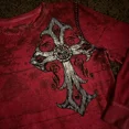 thumbnail image 4 of Camiseta de manga larga para hombre y mujer, camisa de gran tamaño con patrón cruzado de Hip Hop, cuello redondo, ropa gótica informal, Tops, Y2K, 4 of 4