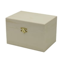 Creative Hobbies Ready to Decorate Wooden Recipe Box with Hinged Lid and Front Clasp in White - 6.75" x 4.5" x 4.25"