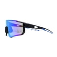 thumbnail image 2 of Mens Classic Oversized Block Shield Rimless Plastic Sport Sunglasses Black Blue Mirror, 2 of 4