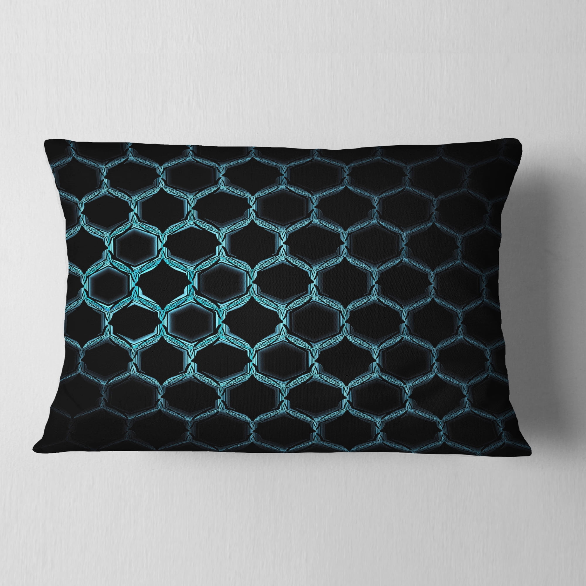 Designart Honeycomb Fractal Gold Hex Pixel - Abstract Throw Pillow - 12x20