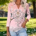 thumbnail image 5 of Jsaierl Women's 3/4 Length Sleeve Tops Plus Size V Neck Shirts Cute Graphic Petite Blouses Work Holiday T-shirts Top S-2XL, 5 of 7