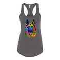 thumbnail image 2 of Wild Bobby, Colorful Happy German Shepherd Dog Animal Lover Ladies Racerback Tank Top, Dark Grey, Small, 2 of 3