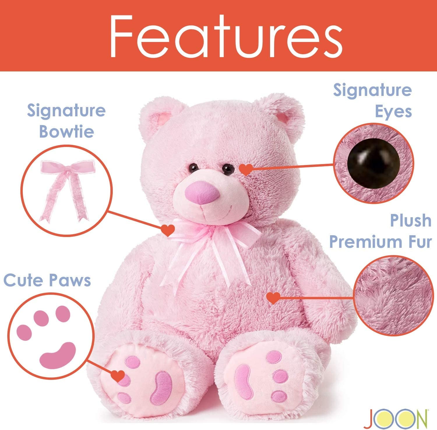Joon Medium Size Tall Stuffed Plush Pink Teddy Bear Walmart