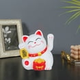 thumbnail image 4 of Statue Decor Solar Energy Realistic Details Fine Workmanship Home Mascot Vivid Expression Decorate High Gloss Chinese Lucky Wealth Waving Cat Car Ornament Desktop Decor, 4 of 7