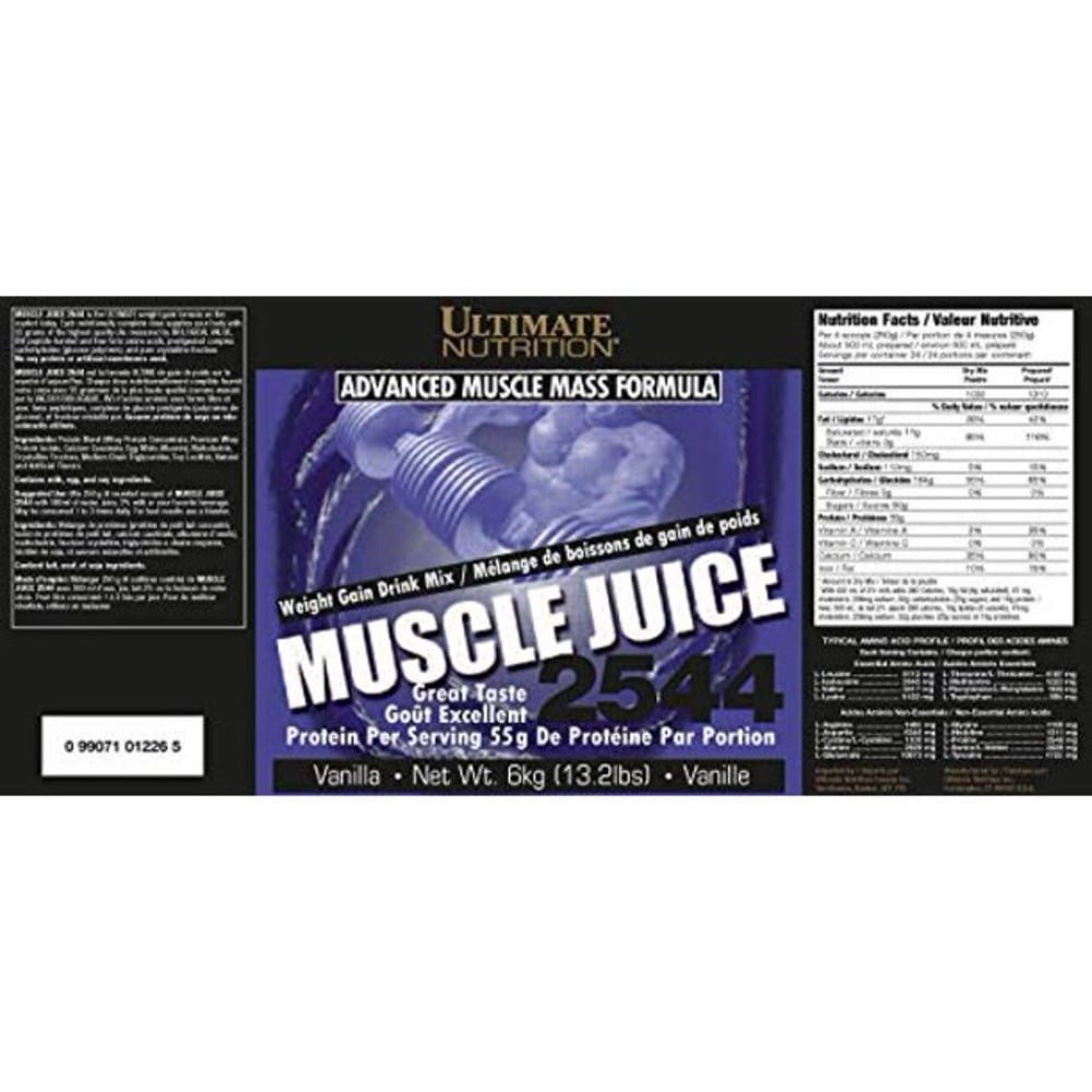 Ultimate Nutrition Muscle Juice 2544 Whey Protein Isolate-Mass Weight Gainer Protein Powder Drink Mix -55g per serving.