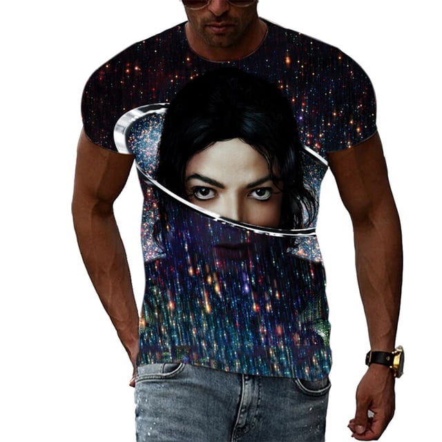 Camiseta con estampado 3D de Michael Jackson para hombre, camisa de cuello redondo de manga corta, ropa de calle Harajuku de gran tamaño, camisetas para niños