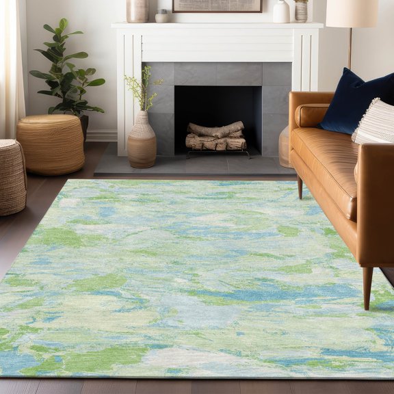 Addison Rugs Chantille Indoor/Outdoor Transitional Abstract Mint Washable Rectangle Rug, 8' x 10'