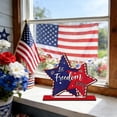 thumbnail image 4 of Nkmbld 4th of July Wooden Star Sign Patriotic Tiered Tray Decor, Vintage Star Shaped Wood Blocks, Rustic Tabletop Sign Independence Day Party Decor, 4 of 8