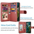 thumbnail image 2 of Njjex For Motorola Moto G 5G 2025 Wallet Case, Luxury PU Leather [9 Card Slots] Folio Cover with Detachable Magnetic Hard Case + Kickstand & Wrist Strap - Wine, 2 of 5