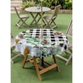 thumbnail image 4 of Outdoor Tablecloth with Umbrella Hole for Patio/Picnic/Party/Camping, Spring Floral Waterproof Table Cloth Round Cover Washable, Daisy Eucalyptus Leaves Black White Plaid (Dia 54"), 4 of 8
