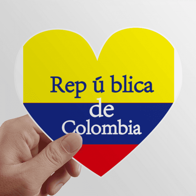 National Flag Colombia English Country Heart Vinyl Sticker Bicycle Bottle Decal