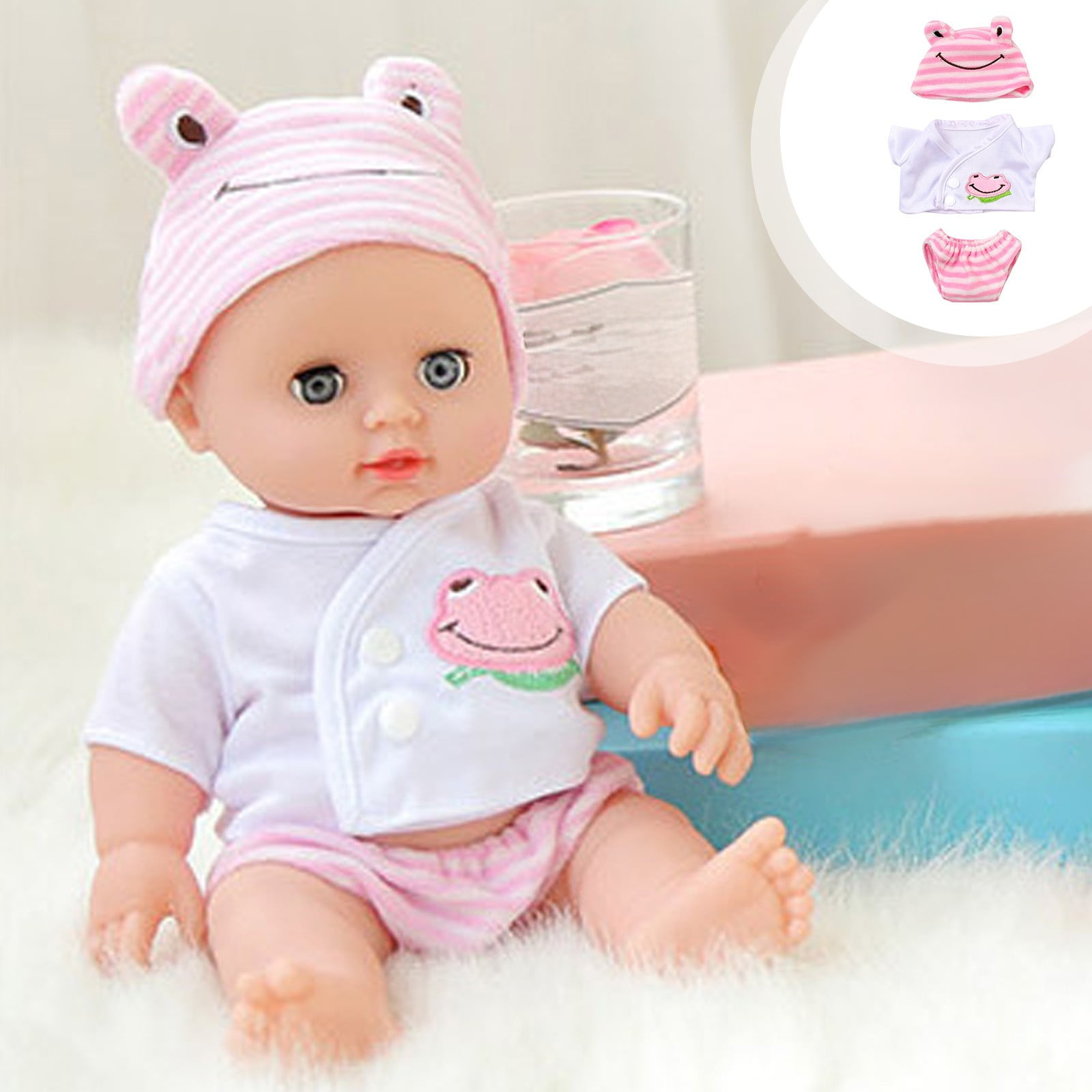 Staron Doll Clothes Baby 3pcs Pink Doll Clothes Outfit Set For 12 Inch Doll Newborn Girl Boy Realistic Doll Accessories Pink