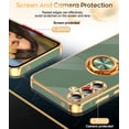 thumbnail image 3 of LeYi for Samsung Galaxy A35 5G Case: with Tempered Glass Screen Protector [2 Pack] 360° Rotatable Ring Holder Magnetic Kickstand, Plating Rose Gold Edge Samsung A35 5G Case, Light Green, 3 of 8
