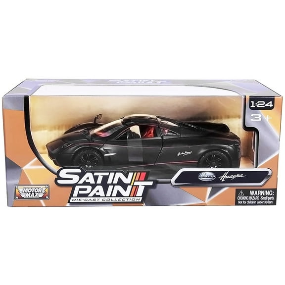 Pagani Huayra Matt Black with Red Interior 1/24 Diecast Model Car by Motormax