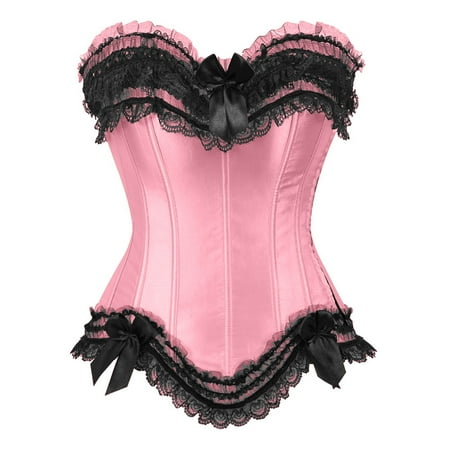 Corset Tops for Women  Bustier Shapewear Lingerie  Lace Waist Push Up Bodysuit Light pink S