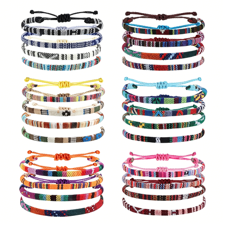 DESIGNICE 24 Pcs Boho Surfer Bracelet Anklet Adjustable Beaded Anklets Handmade Braided Bracelet Colorful Anklet Summer String Rope Ankle Bracelets Waterproof Surfer Beach Bracelet Boho Jewelry