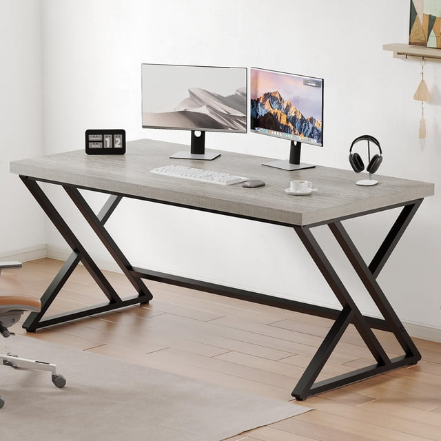 Rustic Computer Desk Metal Wood Home Office Desk Industrial Simple Study Executive Desk for Writing Work Wooden Student Gaming Computer PC Table with Storage for Bedroom Inch Rustic