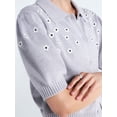 thumbnail image 5 of Free Assembly Women's and Women's Plus Embroidered Cardigan Sweater with Elbow Sleeves, Sizes XS-4X, 5 of 6